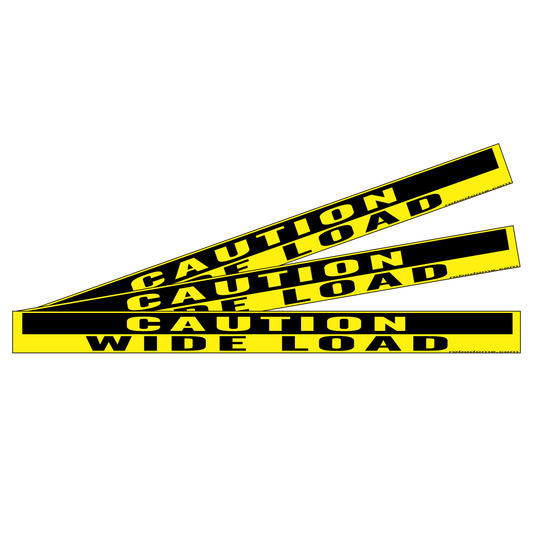 EXTRA WIDE - CAUTION WIDE LOAD – Mini Bumper Sticker (x3)