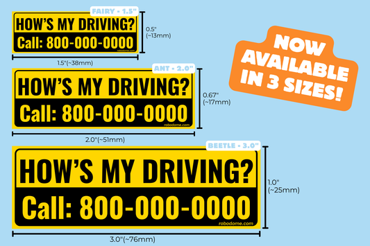 HOW'S MY DRIVING? Call: 800-000-0000 – Mini Bumper Sticker (x3)