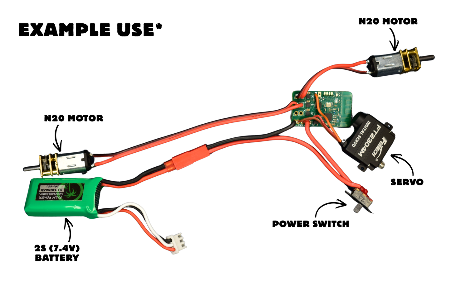 Malenki-HV: 2-4S Triple Brushed ESC + FS2A Receiver Combo Board