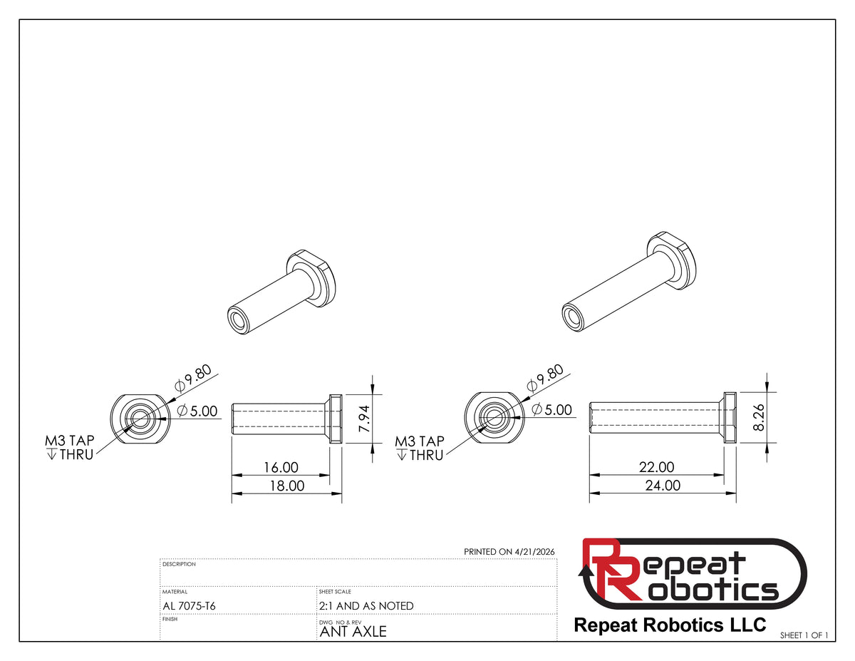 Drive Axle - Ant 22mm (4 pack)