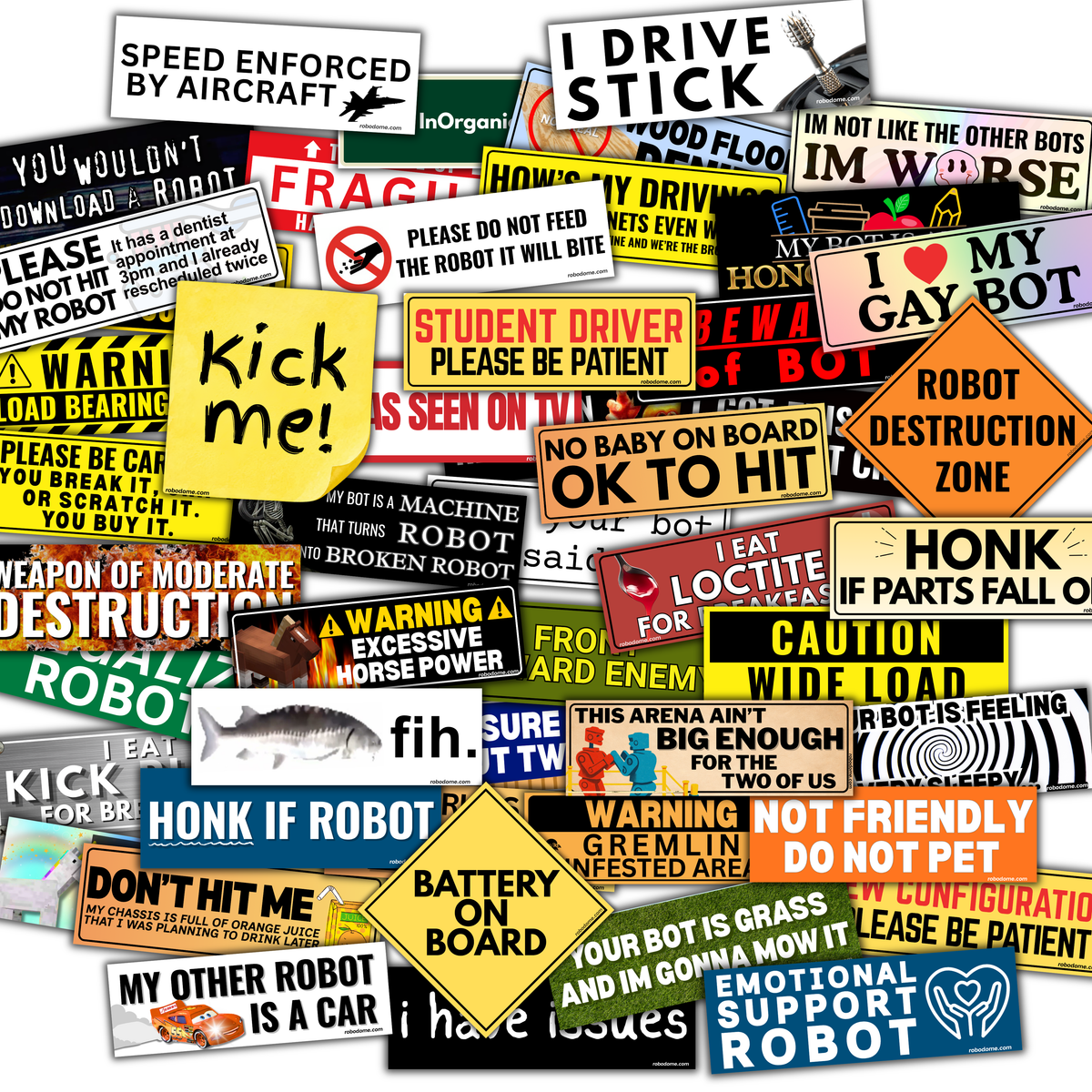 Pack of 50 Mini Bumper Stickers