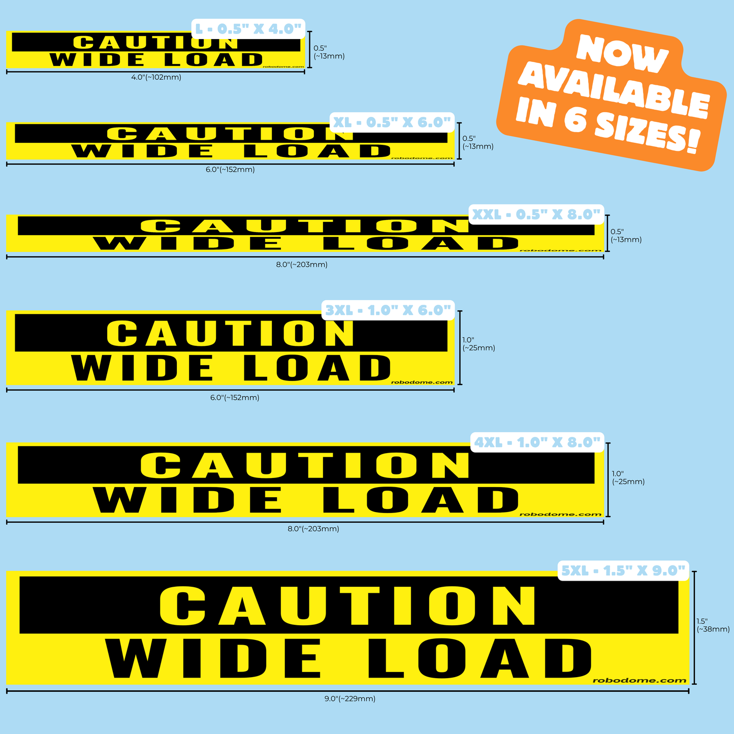 EXTRA WIDE - CAUTION WIDE LOAD (x3)