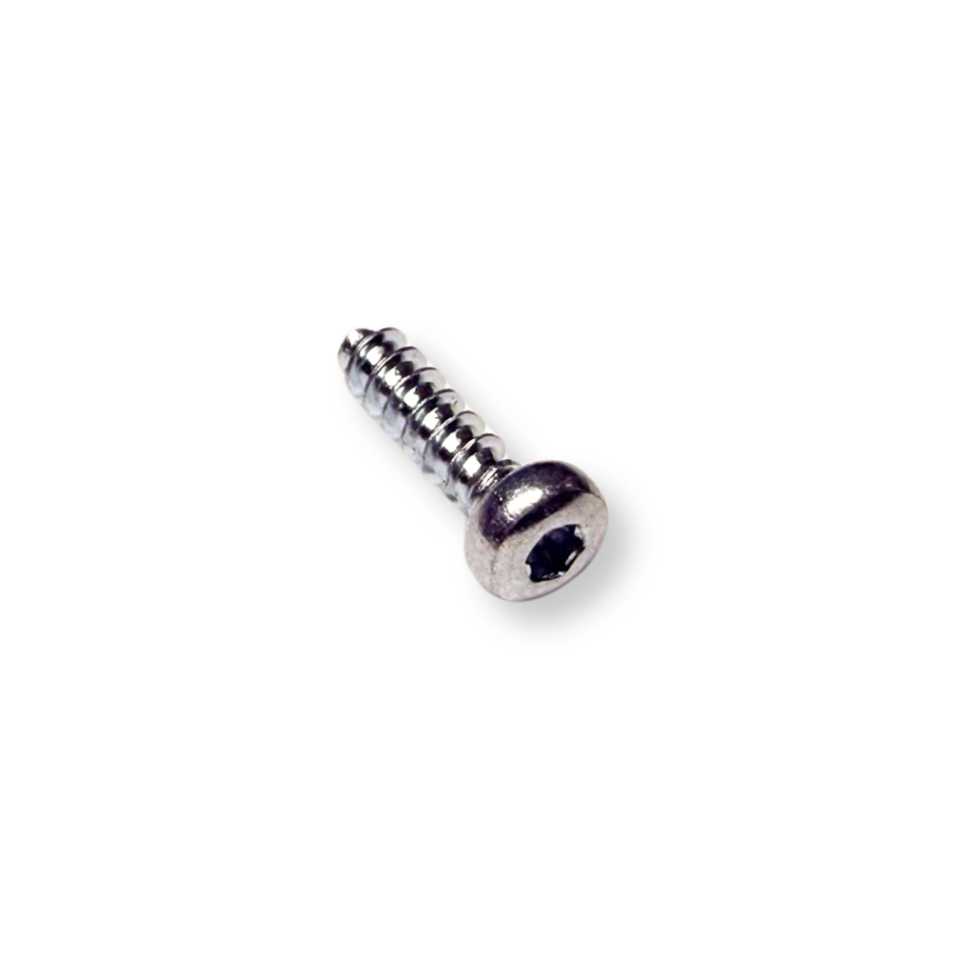 A single small metal screw with a threaded shaft, shown on a plain white background.