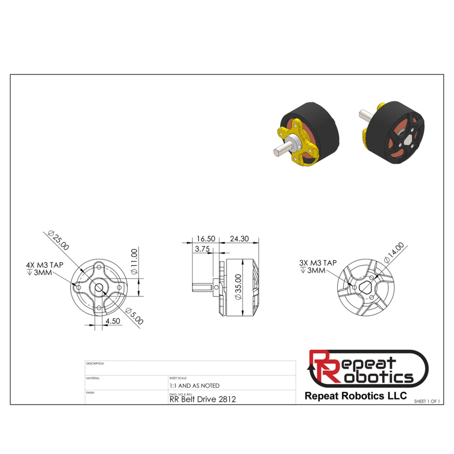 Belt Drive 2812 1300KV Motor
