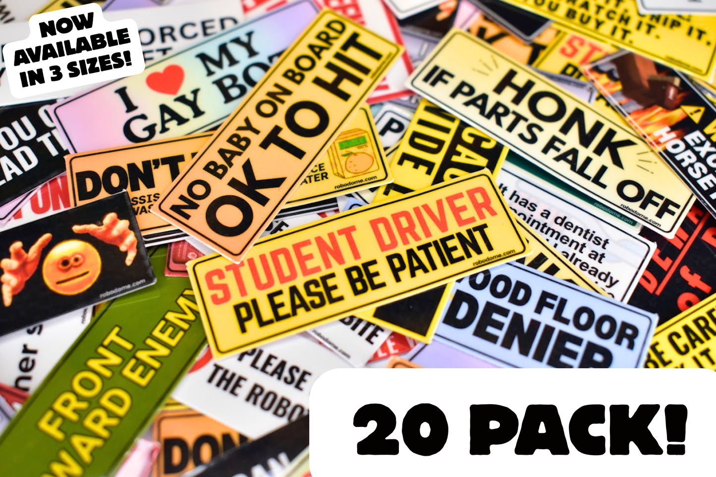 Pack of 20 Mini Bumper Stickers