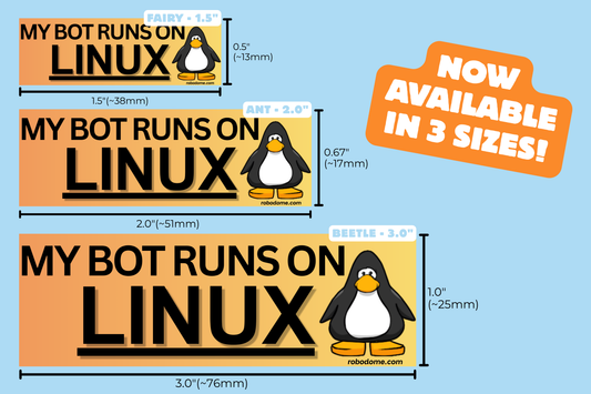 MY BOT RUNS ON LINUX – Mini Bumper Sticker (x3)