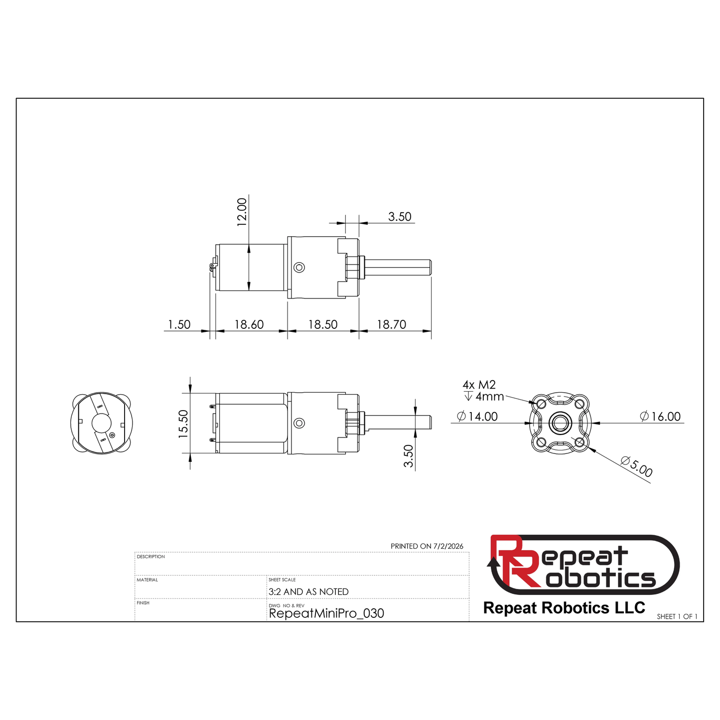 Mini Pro Brushed (4mm) - Antweight planetary gearmotor (1pc)